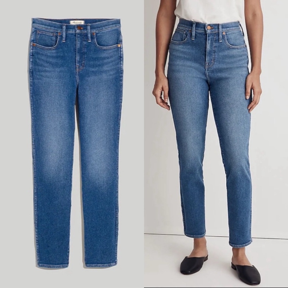 MADEWELL Stovepipe Jeans Straight Leg Mid-Rise Cropped Blue Size 26 - Picture 9 of 15